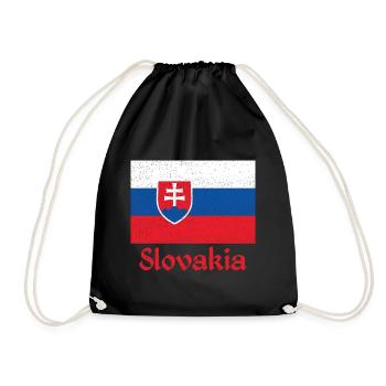 Slowakia Slowakei Wappen Flagge Europa Slowakisch - Turnbeutel - Schwarz - Vorne