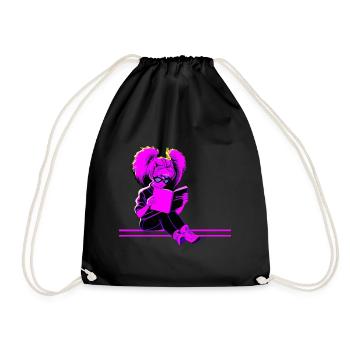 Synthwave Bookworm Girl - Drawstring Bag - black - Front