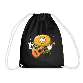 Gitarrist Gitarre Burger Musiker Musik Band Guitar - Turnbeutel - Schwarz - Vorne