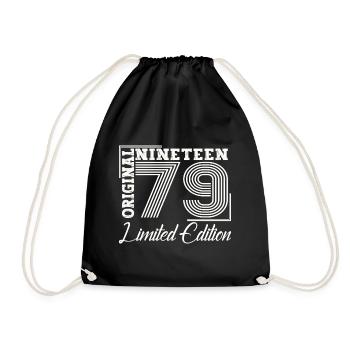 Born 1979 44th birthday Gift man/ woman - Drawstring Bag - black - Front