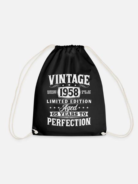 65 Geburtstag Jahrgang 1958 Vintage Retro Geschenk - Turnbeutel - Schwarz