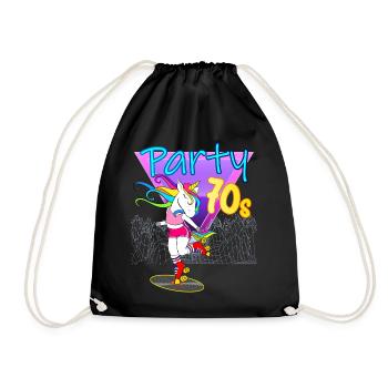 Unicorn Disco Vinyl Schallplatte 70er Jahre - Turnbeutel - Schwarz - Vorne