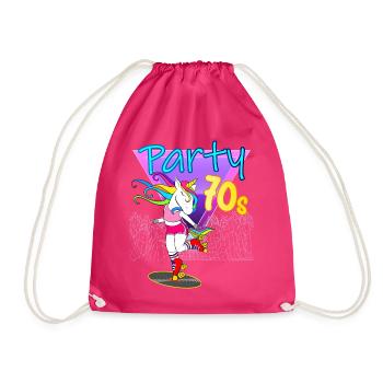 Unicorn Disco Vinyl Schallplatte 70er Jahre - Turnbeutel - Fuchsia - Vorne
