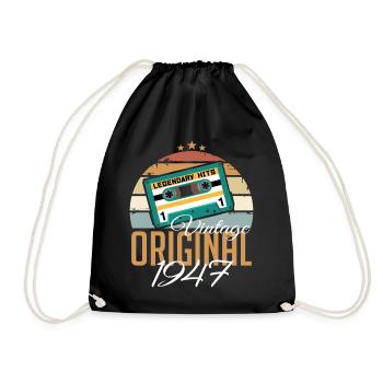 Vintage 1947 Born Original 1947 Birthday - Drawstring Bag - black - Front