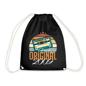Vintage 2009 Born Original 2009 Birthday - Drawstring Bag - black - Front