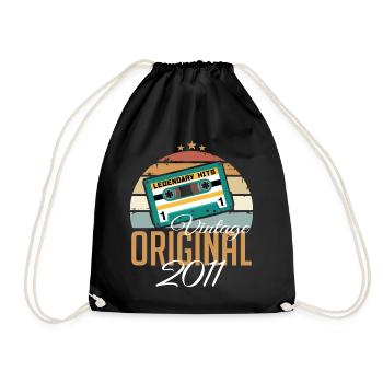 Vintage 2011 Born Original 2011 Birthday - Drawstring Bag - black - Front