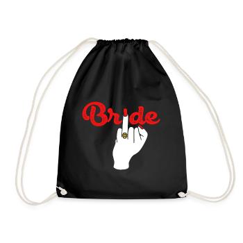 Braut Heirat Hochzeit Mittelfinger - Turnbeutel - Schwarz - Vorne