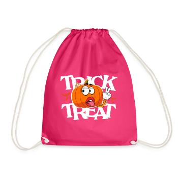 Trick Or Treat | Funny Halloween Pumpkin 🎃 - Drawstring Bag - fuchsia - Front