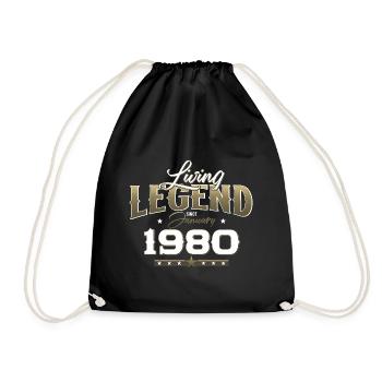 45th birthday Legendary since January Born in 1980 - Drawstring Bag - black - Front