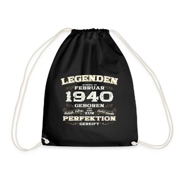85. Geburtstag Geschenk Mann Original Februar 1940 - Turnbeutel - Schwarz - Vorne
