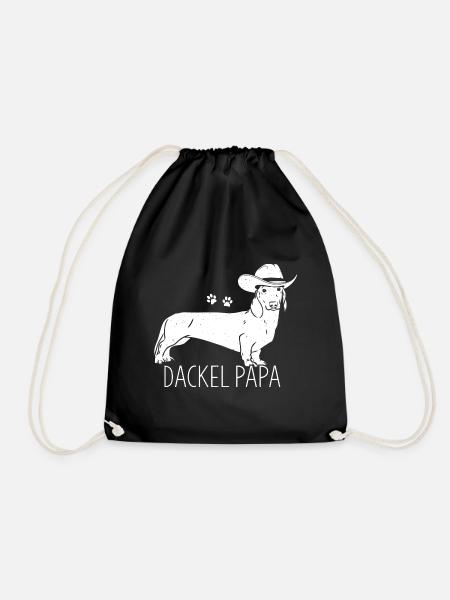 Dackel Papa Hundeliebhaber Dachshund Vatertag - Turnbeutel - Schwarz