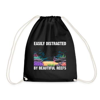 Reefs Ocean Sea Marine Biologist Diving Divers - Drawstring Bag - black - Front