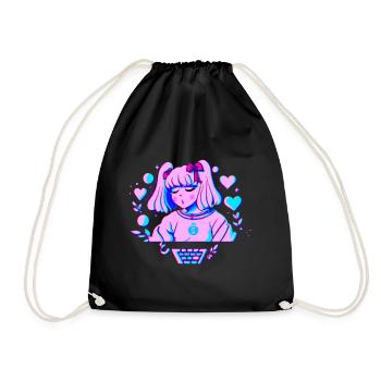 Cute Candygirl - Drawstring Bag - black - Front