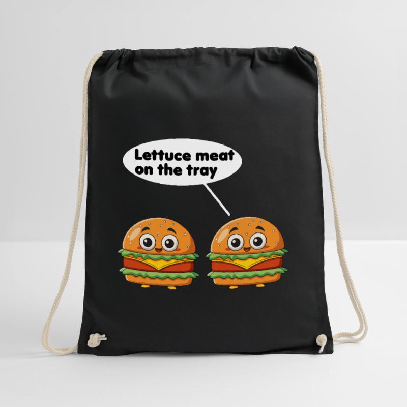 lettuce meat on the tray funny burger pun Drawstring Bag