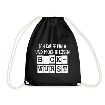 Ich kaufe ein A und möchte lösen Bockwurst - Turnbeutel - Schwarz - Vorne