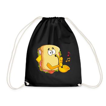 Saxophonist Saxophone Cheese Music Musicians - Drawstring Bag - black - Front