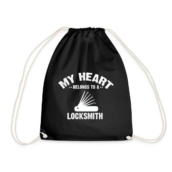 My heart belongs to a locksmith design - Drawstring Bag - black - Front