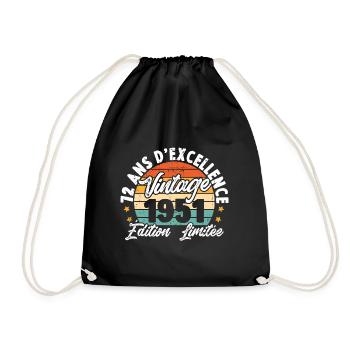 Vintage Cadeau D'anniversaire 72 Ans Vintage 1951 - Sac de sport léger - noir - Devant
