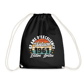 Vintage Cadeau D'anniversaire 62 Ans Vintage 1961 - Sac de sport léger - noir - Devant