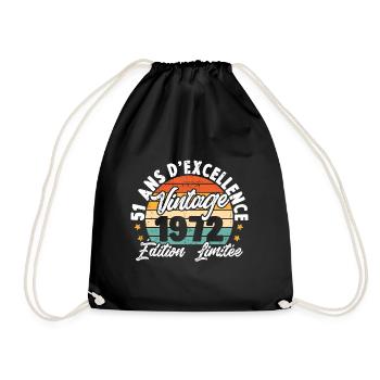 Vintage Cadeau D'anniversaire 51 Ans Vintage 1972 - Sac de sport léger - noir - Devant