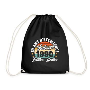 Vintage Cadeau D'anniversaire 33 Ans Vintage 1990 - Sac de sport léger - noir - Devant