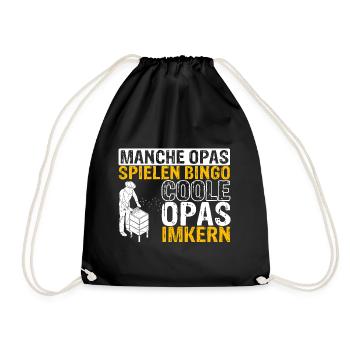 Manche Opas spielen Bingo coole Opas imkern | Imke - Turnbeutel - Schwarz - Vorne