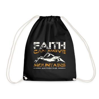 Faith can move Mountains, Christian gift. - Drawstring Bag - black - Front