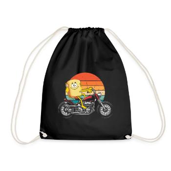 Motorcyclist Sandwich Biker Bike Food - Drawstring Bag - black - Front