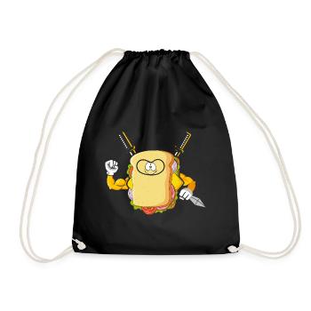 Sandwich Ninja Karate Warrior Japan Geschenk - Turnbeutel - Schwarz - Vorne