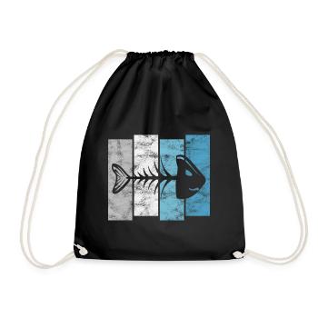 Fishbones for anglers, fishermen and children | Pisces - Drawstring Bag - black - Front