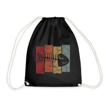 Fishbones for anglers, fishermen and children | Pisces - Drawstring Bag - black - Front