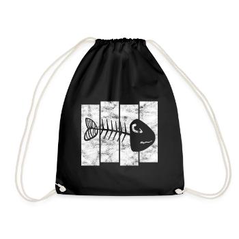 Fishbones for anglers, fishermen and children | Pisces - Drawstring Bag - black - Front