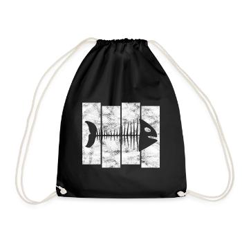 Fishbones for anglers, fishermen and children | Pisces - Drawstring Bag - black - Front