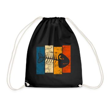 Fishbones for anglers, fishermen and children | Pisces - Drawstring Bag - black - Front