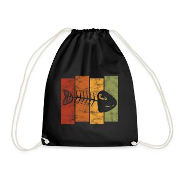 Fishbones for anglers, fishermen and children | Pisces - Drawstring Bag - black - Front
