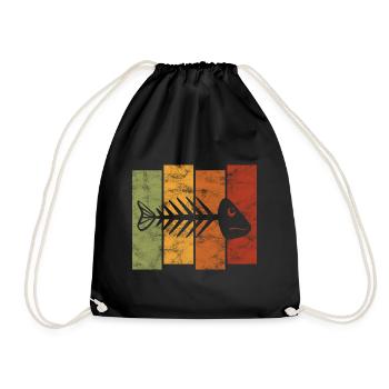 Arête de poisson pour les pêcheurs, les pêcheurs et les enfants | Poissons - Sac de sport léger - noir - Devant