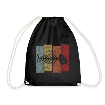 Arête de poisson pour les pêcheurs, les pêcheurs et les enfants | Poissons - Sac de sport léger - noir - Devant