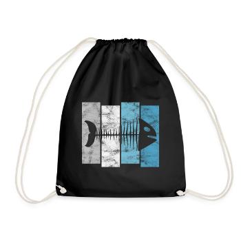 Arête de poisson pour les pêcheurs, les pêcheurs et les enfants | Poissons - Sac de sport léger - noir - Devant