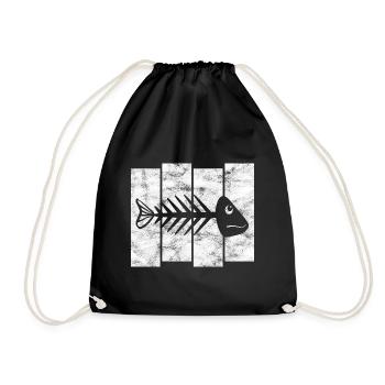 Arête de poisson pour les pêcheurs, les pêcheurs et les enfants | Poissons - Sac de sport léger - noir - Devant