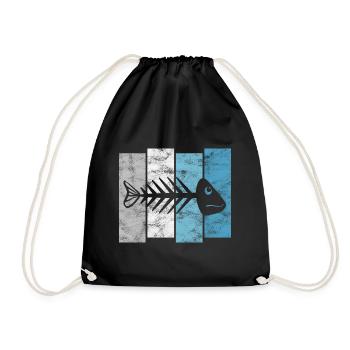 Arête de poisson pour les pêcheurs, les pêcheurs et les enfants | Poissons - Sac de sport léger - noir - Devant