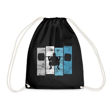 Bodybuilding Bodybuilder GYM Fitnessstudio Retro - Drawstring Bag - black - Front