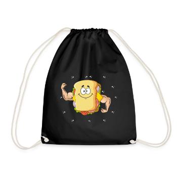 Bodybuilding Sandwich Fitness Gym Food - Drawstring Bag - black - Front