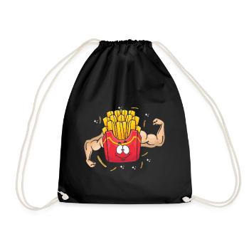 Bodybuilding Fries Fitness Gym Fries Fries - Drawstring Bag - black - Front