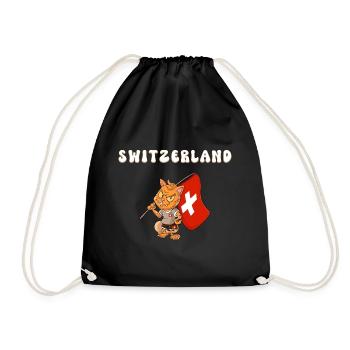 Schweizer Katze - Turnbeutel - Schwarz - Vorne