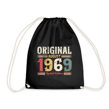 55th Birthday Original August 1969 Year 1969 - Drawstring Bag - black - Front