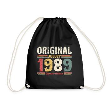 35th Birthday Original August 1989 Year 1989 - Drawstring Bag - black - Front