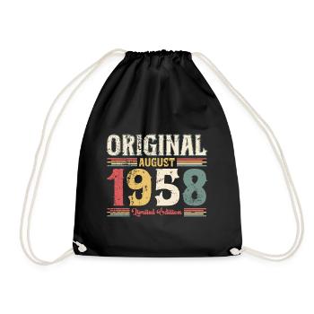 66th birthday Original August 1958 Year 1958 - Drawstring Bag - black - Front