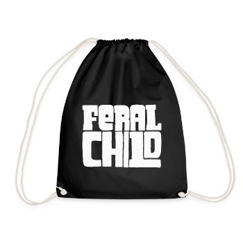 Feral Child funny design - Drawstring Bag - black - Front