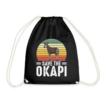Okapi Giraffe Africa Safari Zebra Wild Animals - Drawstring Bag - black - Front