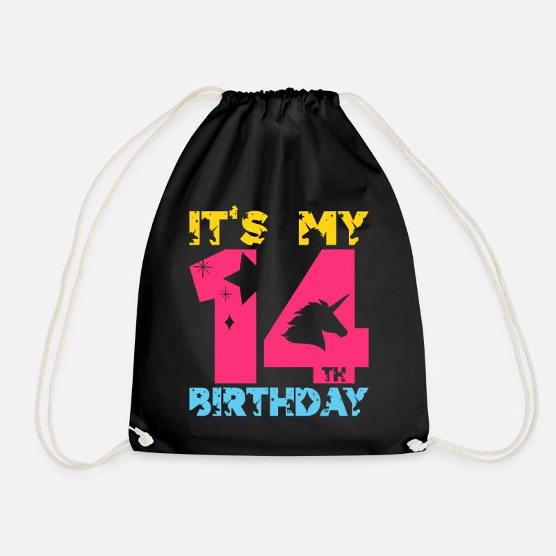 IT'S MY 14th BIRTHDAY EINHORN 14. GEBURTSTAG - Turnbeutel - Schwarz